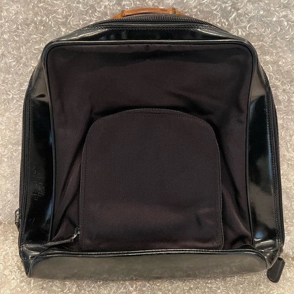 Gucci Bamboo Nylon/Patent Black Backpack Bag. main image 5